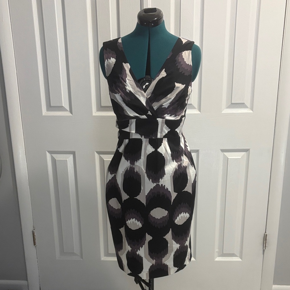 Boden Black & White Sleeveless Cocktail Midi Dress